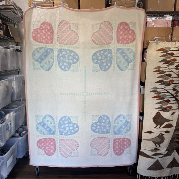 Biederlack Acrylic Blend Throw Blanket Pastels Reversible Cottage Hearts Kawaii - Picture 5 of 9